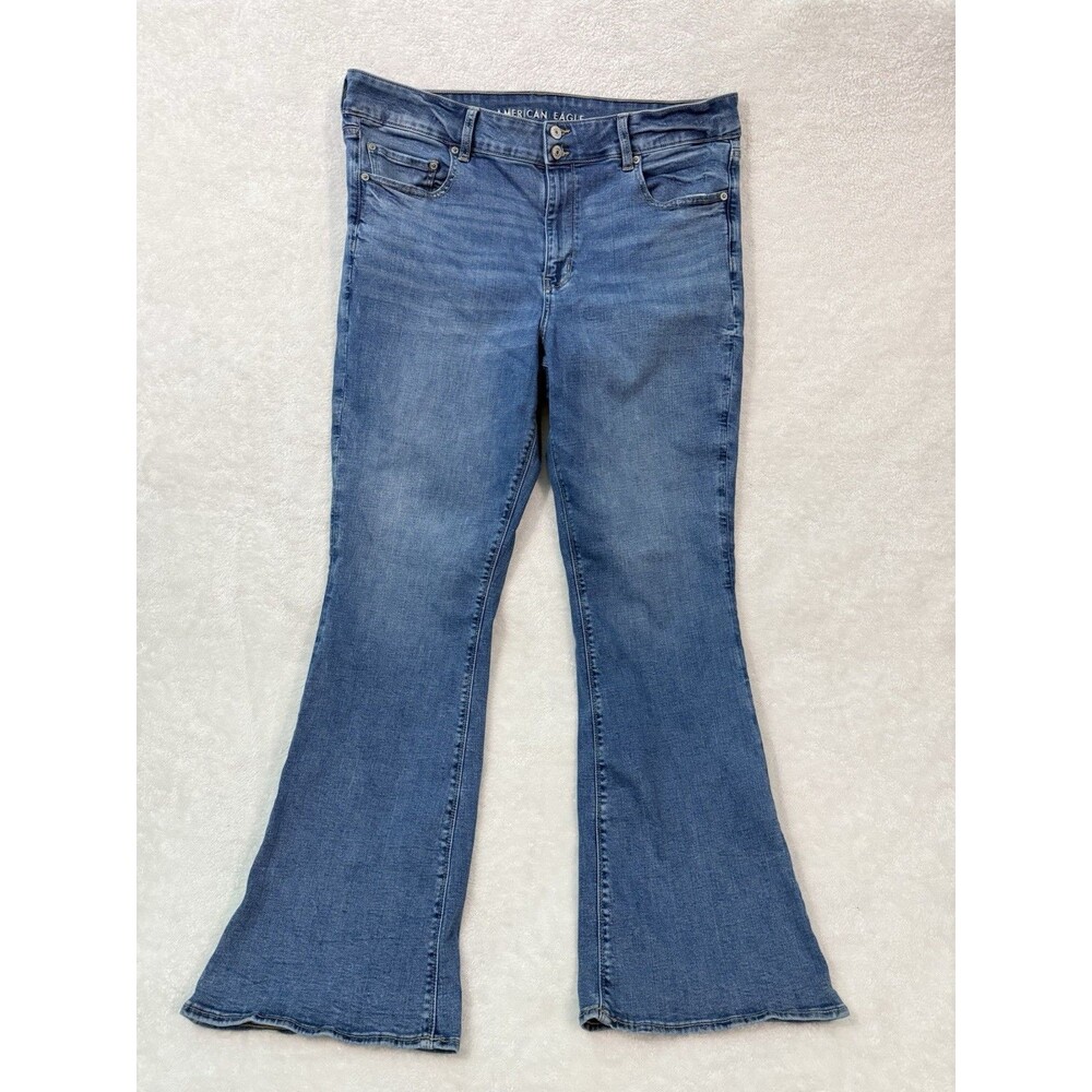 American Eagle High Rise Flare Jeans Womens 20 Long Blue Stretch